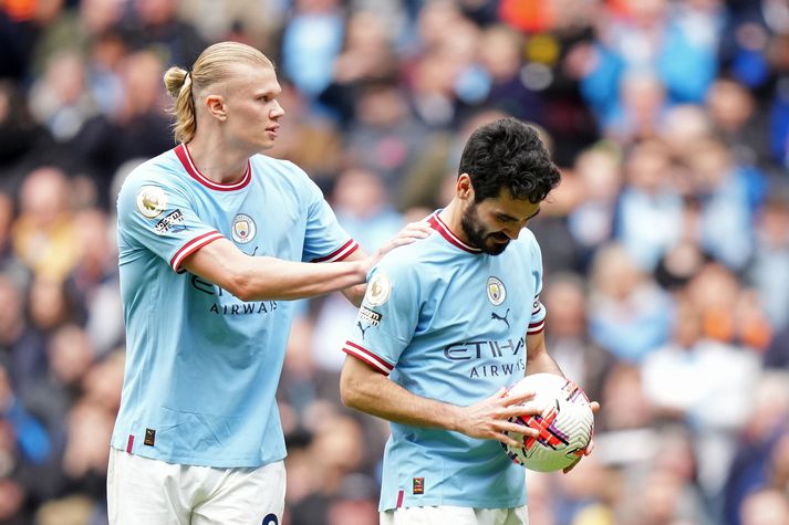 Erling Haaland ákvað að leyfa Ilkay Gundogan tækifæri til að ná þrennunni.