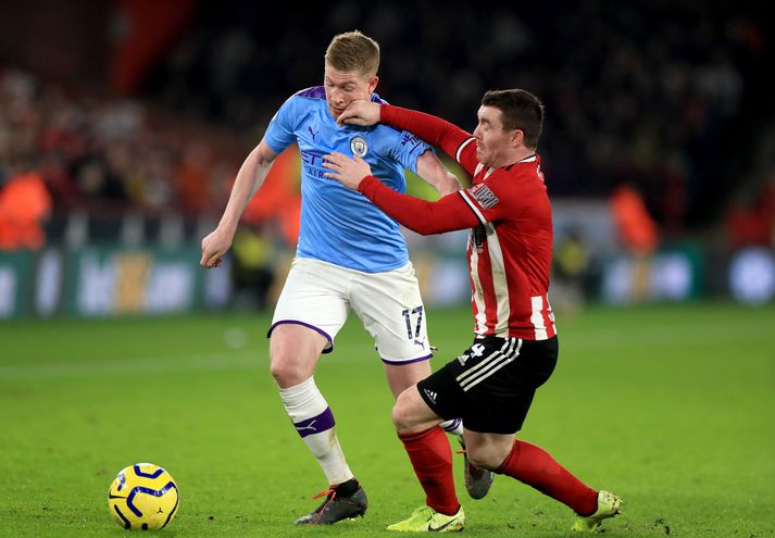 De Bruyne í leiknum gegn Sheffield United fyrr í kvöld.