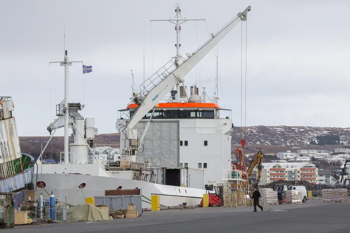 Á Suðurbakka Hafnarfjarðarhafnar.  