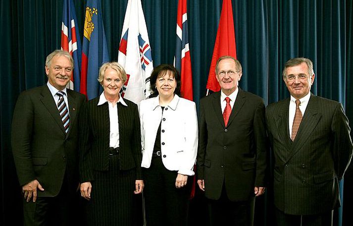Fulltrúar EFTA-ríkjanna á Höfn
Odd Eriksen, Valgerður Sverrisdóttir, Rita Kieber, Joseph Deiss og William Rossier.
