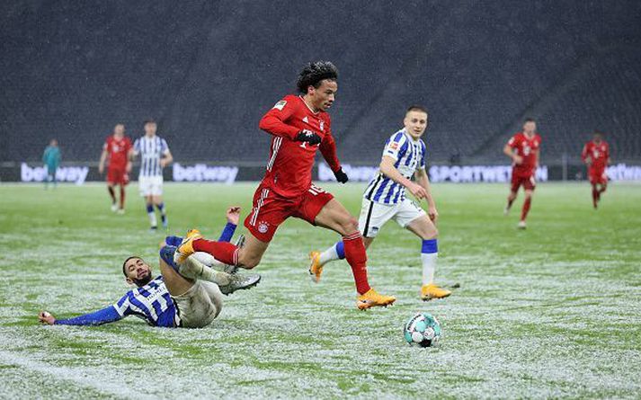 Leroy Sane skoraði tvö mörk í leiknum en aðeins eitt var dæmt gilt.