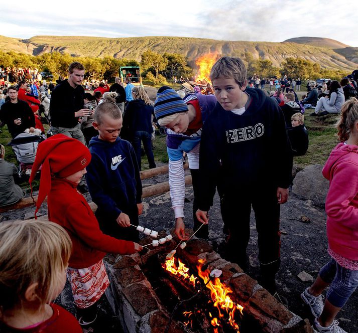 Úr Húsafelli. Þar var hlýjast á landinu klukkan 14 og einnig kl. 15.