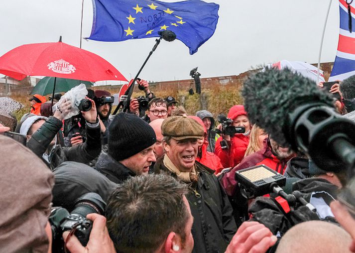 Nigel Farage fór fyrir göngunni.