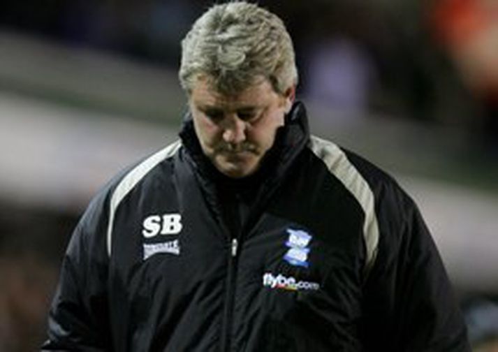 Steve Bruce átti erfitt tímabil með Birmingham í fyrra, en gengi liðsins hefur verið þokkalegt í 1. deildinni í ár. Þeirra bíður nú erfitt verkefni gegn Liverpool í bikarnum annað kvöld - í leik sem sýndur verður beint á Sýn.