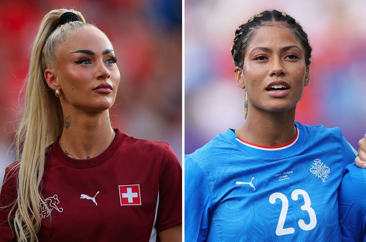Alisha Lehmann og Sveindís Jane Jónsdóttir gætu mæst í Bern í kvöld en það verður þó að segjast að Sveindís er í mikið stærra hlutverki hjá Íslandi en Lehmann hjá Sviss.