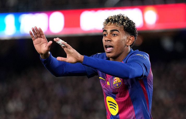 Lamine Yamal skoraði eitt marka Börsunga í dag 