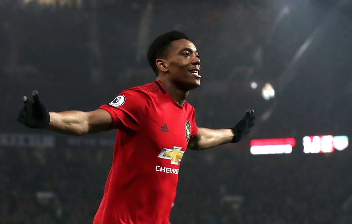 Martial skoraði tvö mörk gegn Newcastle.