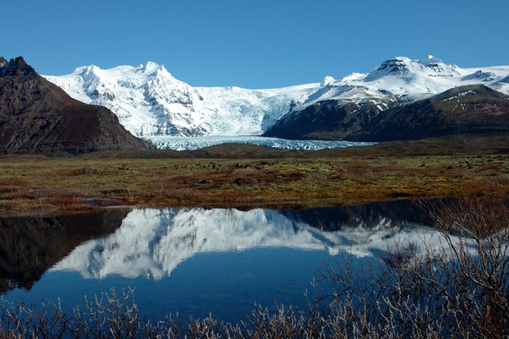 Svínafellsjökull. Tónlist Bergljótar Arnalds er byggð á hljóðum jökla.