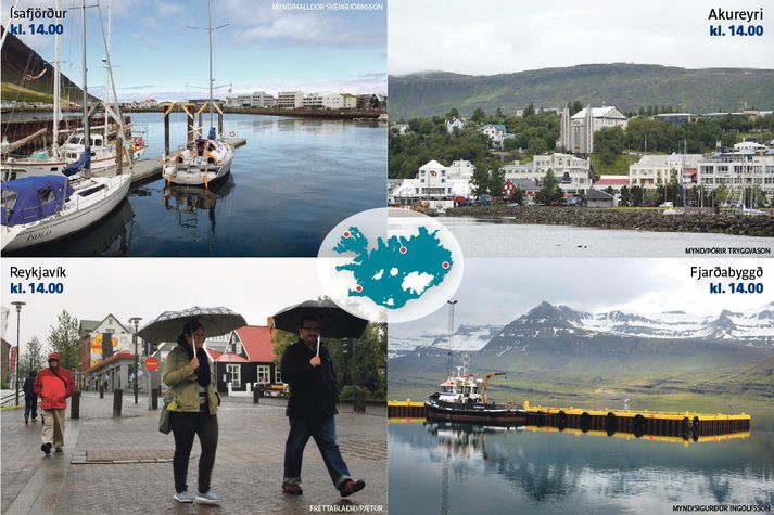Veitingahúsaeigendur í Reykjavík bregðast við rigningunni með nýstárlegum lausnum á sama tíma og Akureyringar hafa sjaldan upplifað svo sólríkt sumar. Íbúar á Ísafirði fögnuðu sól gærdagsins en segja ferðamenn þó ekki láta leiðindaveður stöðva sig. Sumarveðrið hefur verið með ólíkasta móti á hverju landshorni fyrir sig.