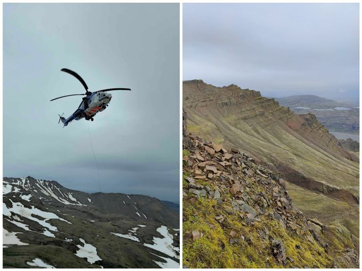 Þyrla Landhelgisgæslunnar kom einnig að leitinni.
