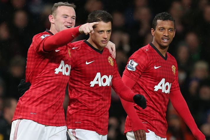 Javier Hernandez skoraði tvö mörk í leiknum of Wayne Rooney skoraði eitt.