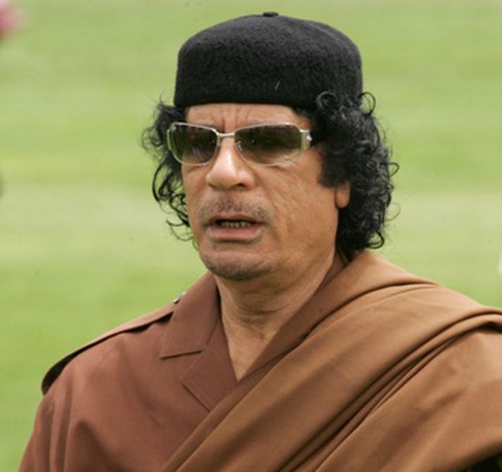 Muammar Gaddafi leiðtogi Líbýu.