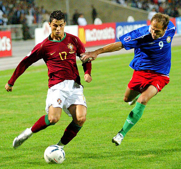 Cristiano Ronaldo í landsleik með Portúgal.