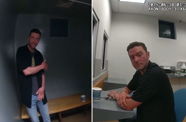 Justin Timberlake á lögreglustöðinni.