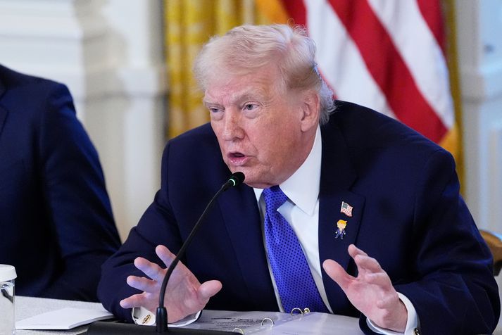 Donald Trump á blaðamannafundi fyrir helgi.