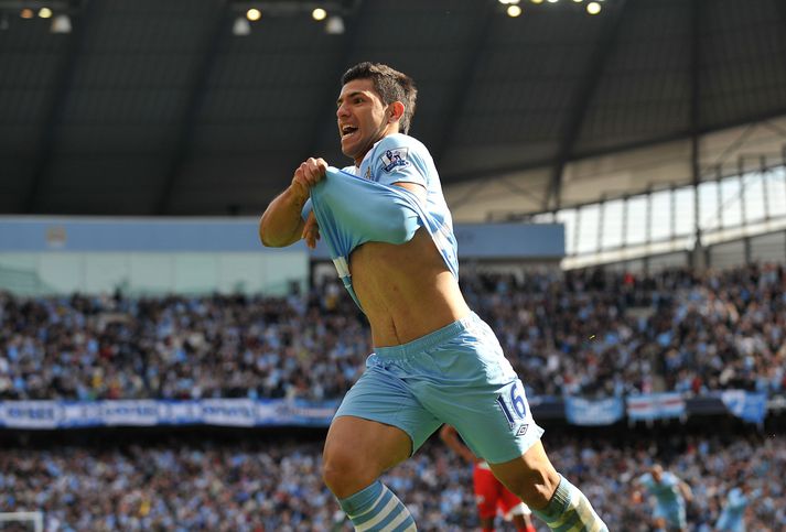 Sergio Agüero tryggði Manchester City enska meistaratitilinn árið 2012.