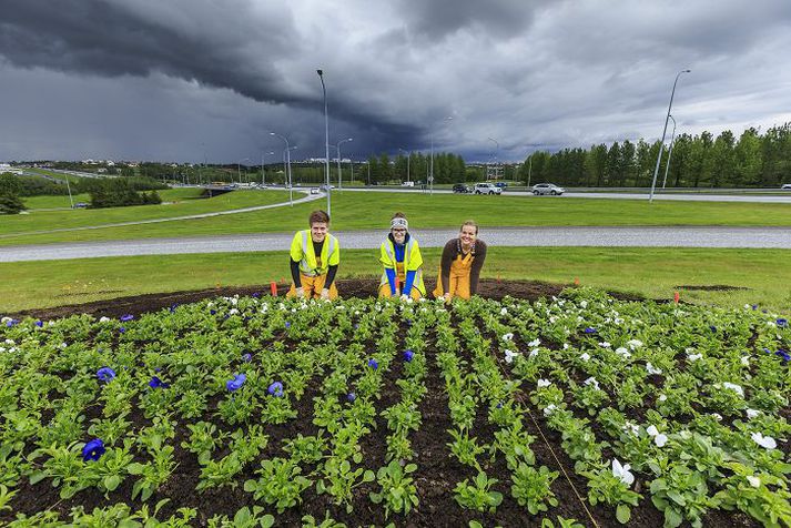 Blóm sem mynda merki borgarinnar hafa verið gróðursett á þessum stað að sumarlagi undanfarin ár.