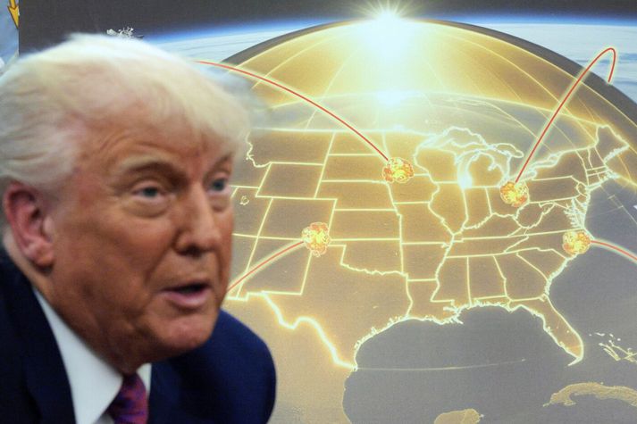 Donald Trump þegar hann kynnti áætlanir sínar um umfangsmikið eldflaugavarnarkerfi í Bandaríkjunum.