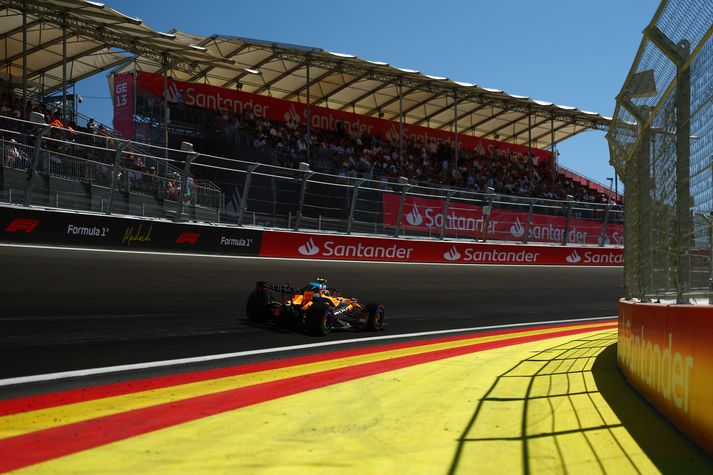 Lando Norris setti hraðasta tímann í dag og náði sögulegum ráspól. Þeim fyrsta á þessari braut í Formúlu 1