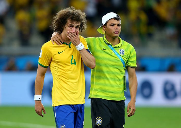 David Luiz og Thiago Silva mynduðu miðvarðapar Brasilíu á HM 2014 á heimavelli.