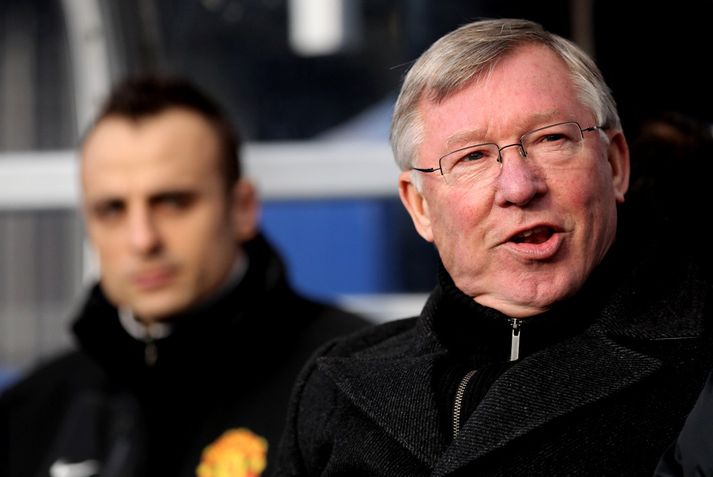Sir Alex var að vonum sáttur við stigin þrjú í dag.