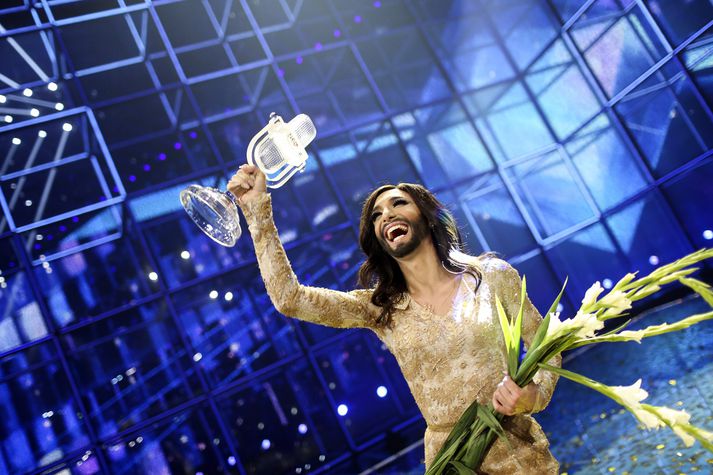 Conchita Wurst frá Austurríki fór með sigur af hólmi í keppninni í fyrra.