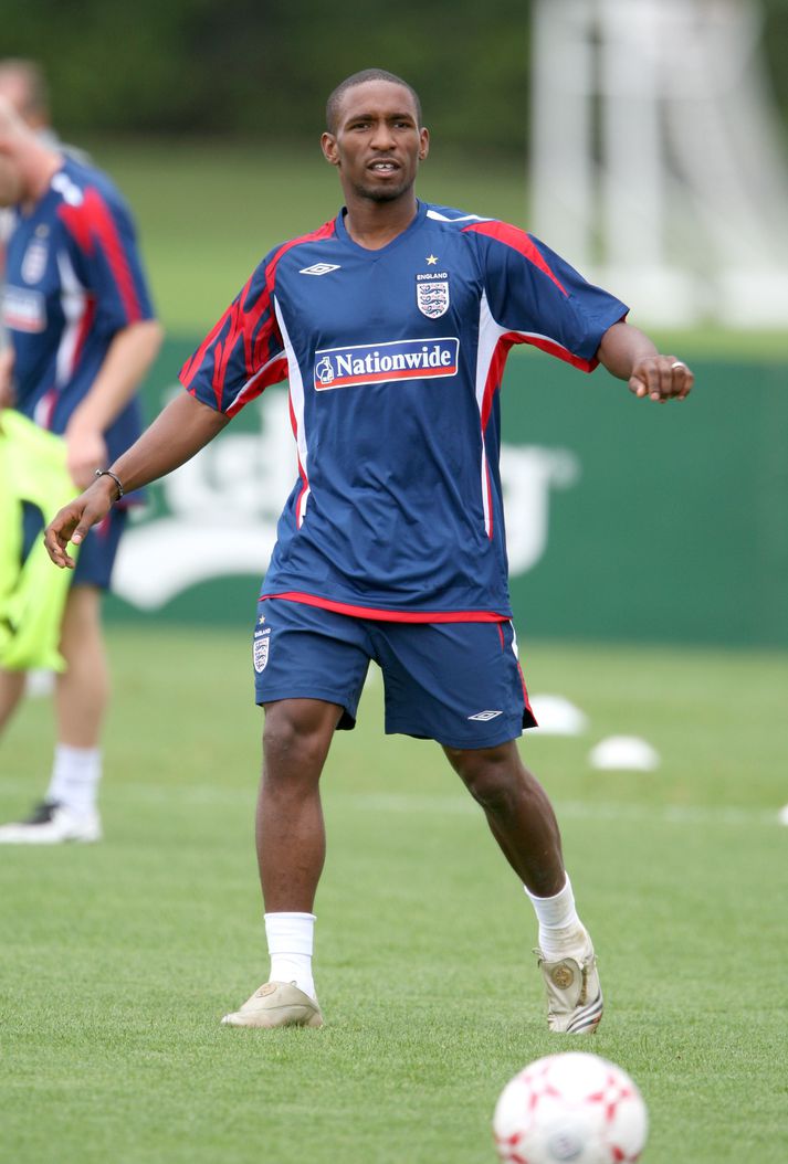 Defoe á æfingu enska landsliðsins.