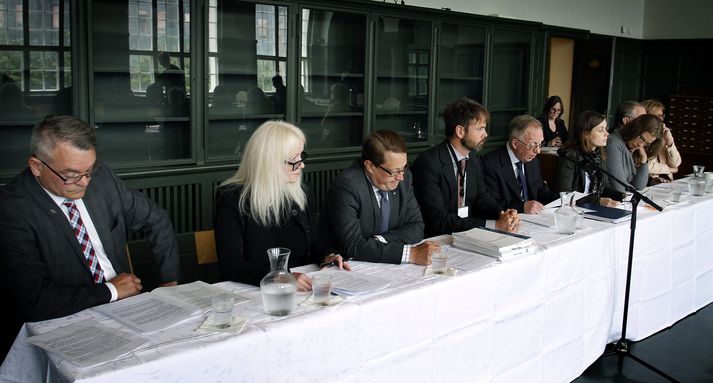 Frá blaðamannafundi stjórnarskrárnefndar í Þjóðmenningarhúsinu.