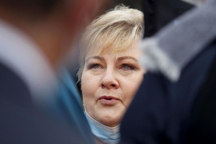 Erna Solberg, forsætisráðherra Noregs. Norðmenn lána Íslendingum 8% af lager sínum af AstraZeneca, á meðan bóluefnið er ekki í notkun.