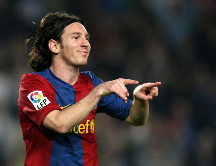 Messi fagnar marki sínu gegn Getafe.