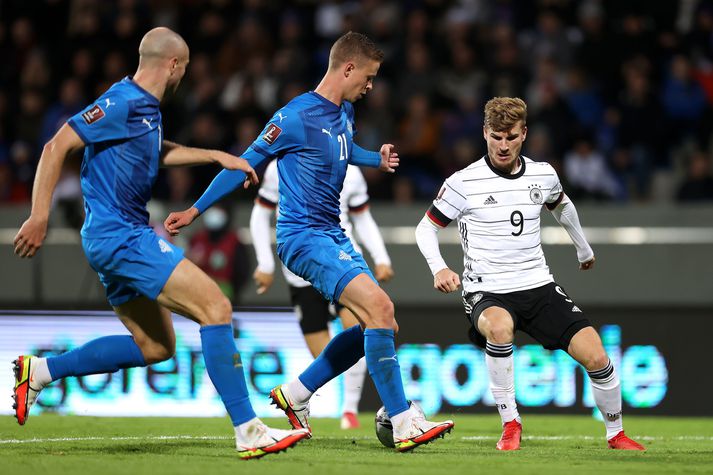 Timo Werner fór illa með fjölda færa í kvöld en skoraði á endanum það sem reyndist síðasta mark Þýskalands í 4-0 sigri.