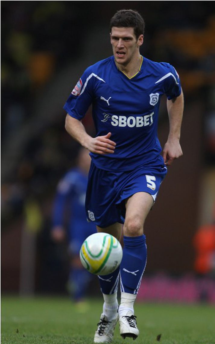 Mark Hudson skoraði fyrir Cardiff í dag.