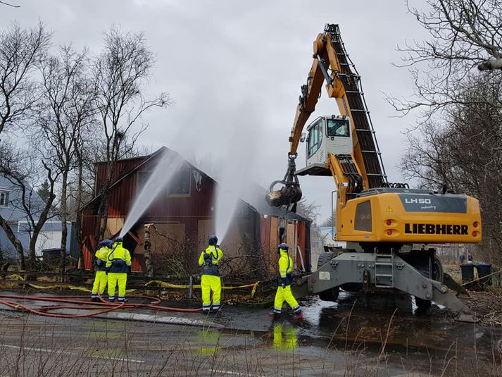 Frá vettvangi á Selfossi í dag.