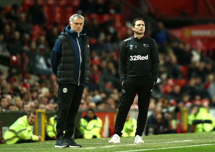 Jose Mourinho og Frank Lampard mættust með lið sín, Manchester United og Derby County, síðasta vetur