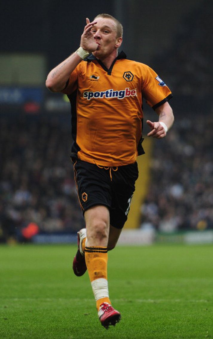 Jamie O'Hara fagnar í leik með Wolves.