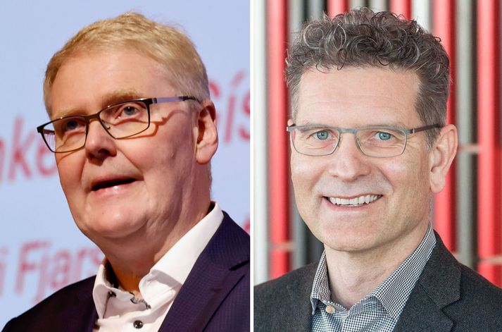 Hrafnkell V. Gíslason, til vinstri, er forstjóri Fjarskiptastofu og Páll Ásgrímsson er aðallögfræðingur Sýnar.