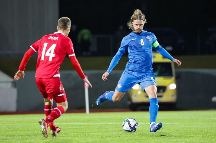 Birkir Bjarnason í einum af 113 landsleikjum sínum.
