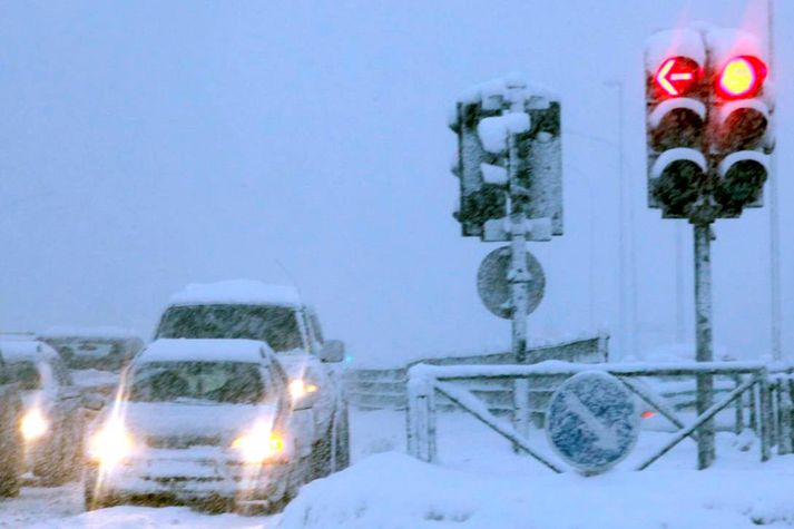 Reykjavík í morgun. Nóg af snjó er nú í borginni.