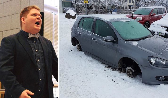 Sigurður Vignir var á leið í messu í Grafarvogi þegar hann sá bílinn.