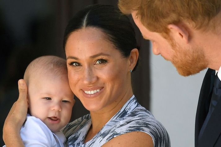 Meghan, Harry og sonur þeirra Archie.