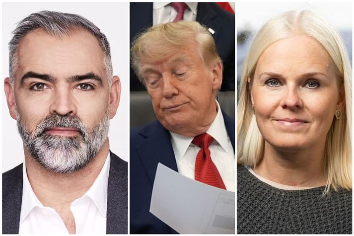 Jesper Zølck, fréttaritari TV2 (t.v.) telur Dani hafa fengið það sem þeir vildu úr samkomulaginu. Donald Trump Bandaríkjaforseti (f.m.) sé þó algjört ólíkindatól. Vilborg Ása Guðjónsdóttir alþjóðastjórnmálafræðingur bíður spennt eftir því að sjá samkomulagið í heild sinni.