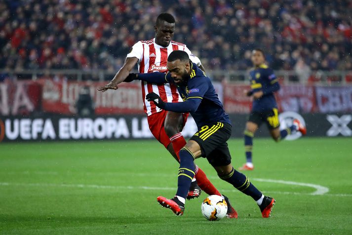 Alexandre Lacazette skoraði gegn Olympiacos.