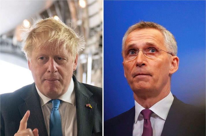 Boris Johnson, forsætisráðherra Bretlands, og Jens Stoltenberg, framkvæmdastjóri NATO.