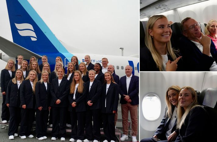 Íslenska kvennalandsliðið í fótbolta er farið af landi brott áleiðis til Sviss þar sem að Evrópumótið fer fram, áður en liðið lendir þar mun það koma við í Serbíu og spila einn æfingarleik.