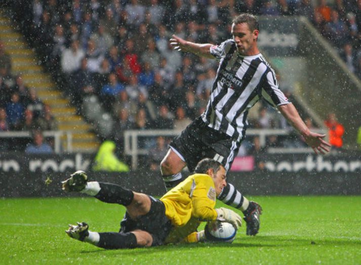 Kevin Nolan skoraði þrjú fyrir Newcastle í dag.