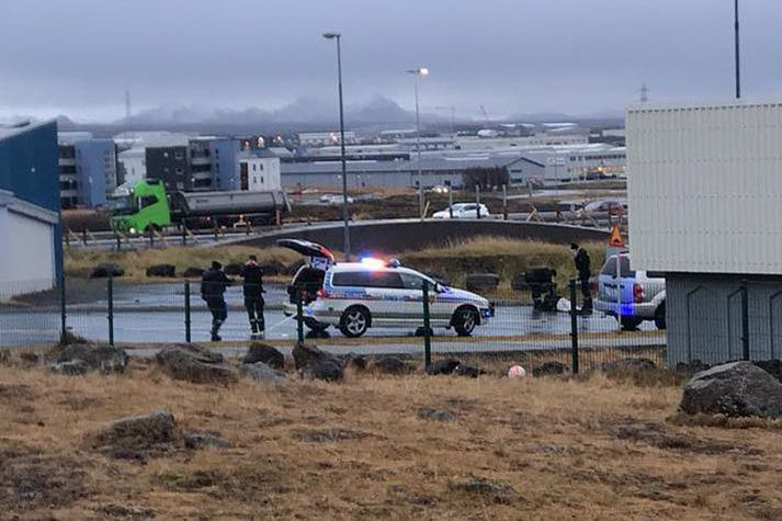 Frá vettvangi handtökunnar í Hafnarfirði í fyrra.