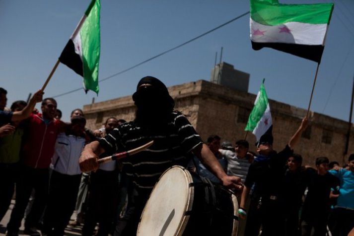 Frá mótmælum í Aleppo.