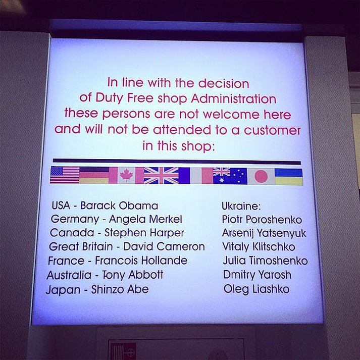 Skiltið í flughöfninni í Vladivostok.