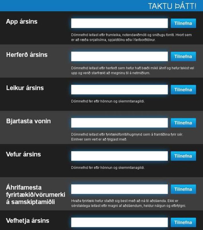 Það er sáraeinfalt að taka þátt og tilnefna uppáhaldið sitt. Slóðin er visir.is/nexpo.