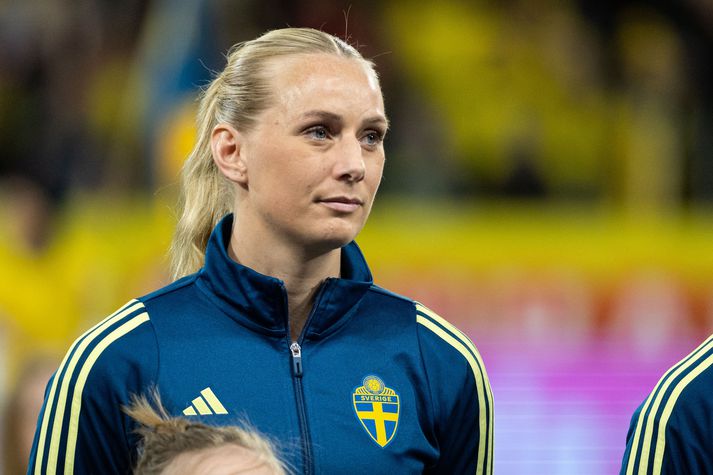 Stina Blackstenius fór á kostum með sænska landsliðinu í mikilvægum leik í kvöld.